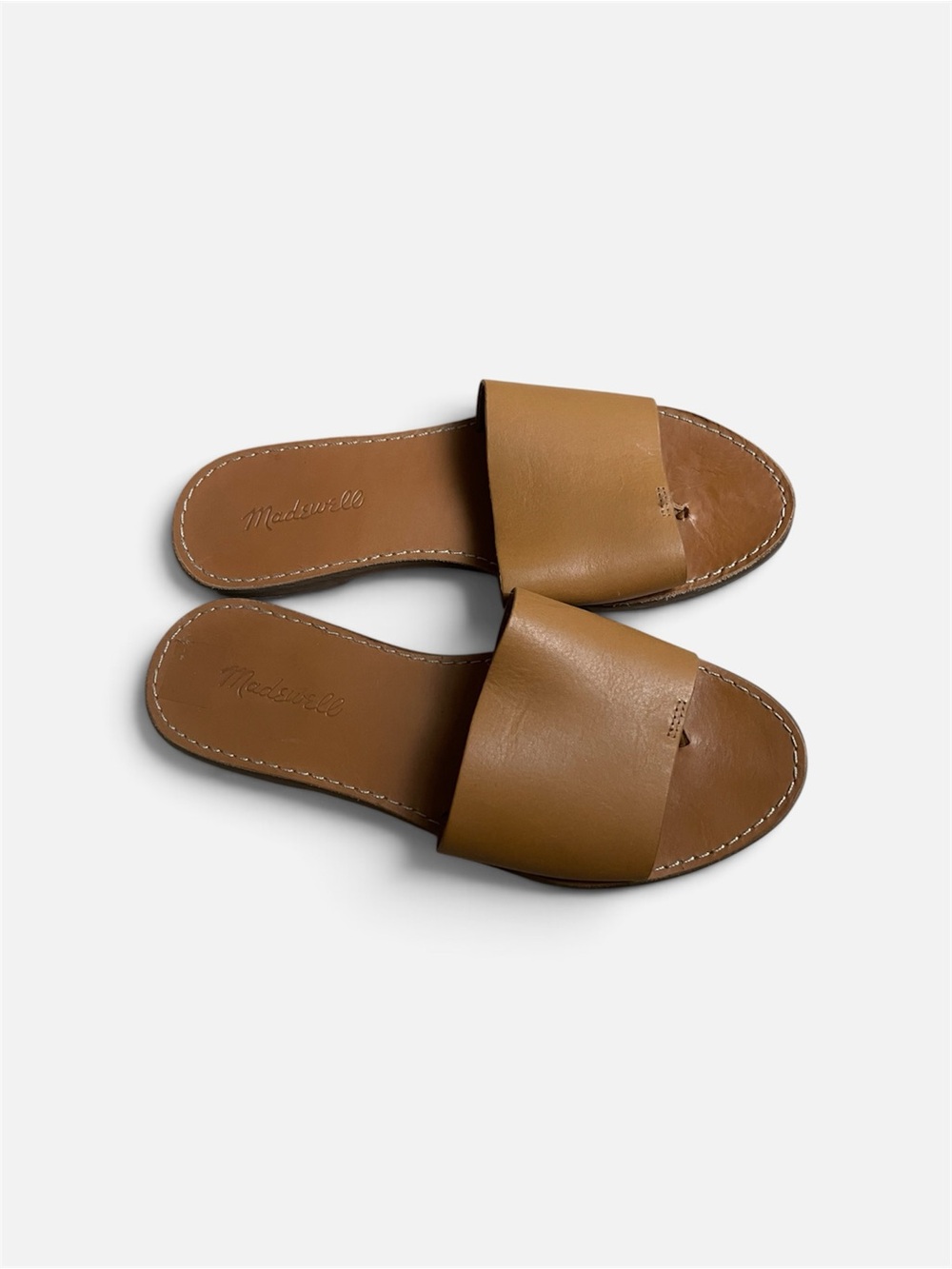 Madewell Cognac Leather Slide Sandals